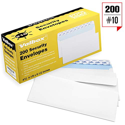Security Tint Pattern Designed for Home Office Secure Mailing Invoices ValBox 200 Count #8 Double Window Envelopes 3 5/8 x 8 11/16 Flip and Seal Double Window Security Check Envelopes Letters 