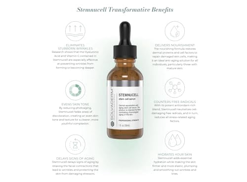 Solvaderm Stemnucell Anti-Aging Facial Serum – Reduces Wrinkles, Fine Lines & Expression Lines – Plant Stem Cells, Peptides & Hyaluronic Acid – Firming, Hydrating Cream for All Skin Types