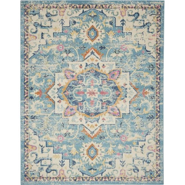 8 x 10 ft. Light Blue & Ivory Distressed Area Rug