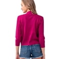 thumbnail image 3 of URBAN DAIZY Women's Classic 3/4 Sleeve Crop Bolero Cardigan Open Front Cropped Shrugs Knit Sweater A09_620 Magenta L, 3 of 7