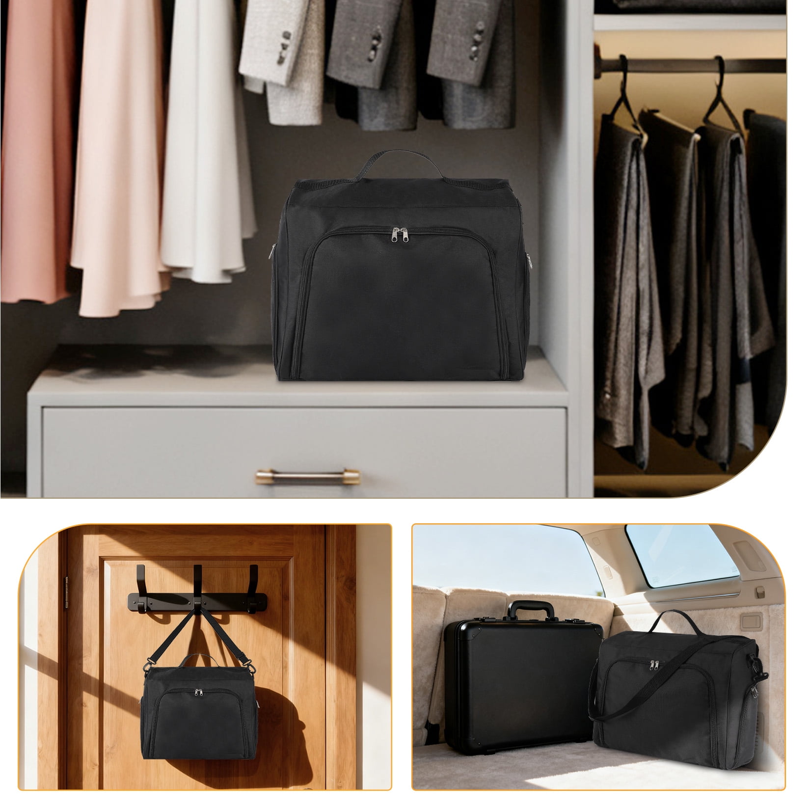 Garvee Baseball Caps Organizer Bag, 17 x 7 x 13.7", 2 Pack, Oxford Fabric Cap Organizer, Black