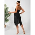 thumbnail image 5 of inlzdz Women's Lyrical Dance Dress Irregular Mesh Ruffled Skirt Hem Built-In Briefs Figure Skating Dresses Black XL, 5 of 6