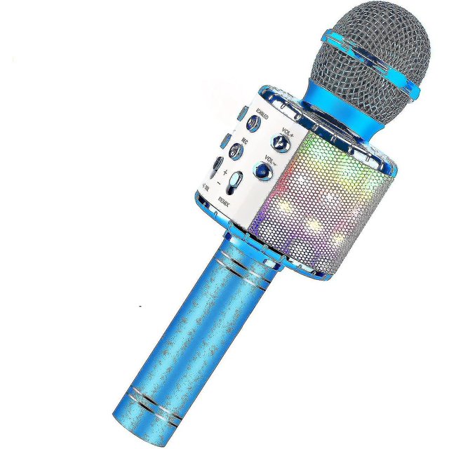 Bluetooth 4 In 1 Karaoke Wireless Microphone With Led Lights, Portable Microphone For Kids, Girls, Boys And Adults