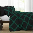 thumbnail image 2 of 3 Piece Luxury Two Tone Diamond Ruffle Pattern Comforter Set Super Soft All Season 800 Thread Count, 100% Egyptian Cotton, Oversized Super King Size Teal Green/Black Solid Color, 2 of 4