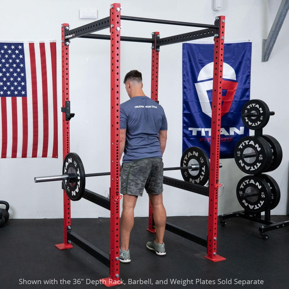 Titan Fitness T-3 Series 24” Flip-Down Safety Bars for T-3 Series Power Racks, Rated 1,500 LB, UHMW Liner, Pulling Platform