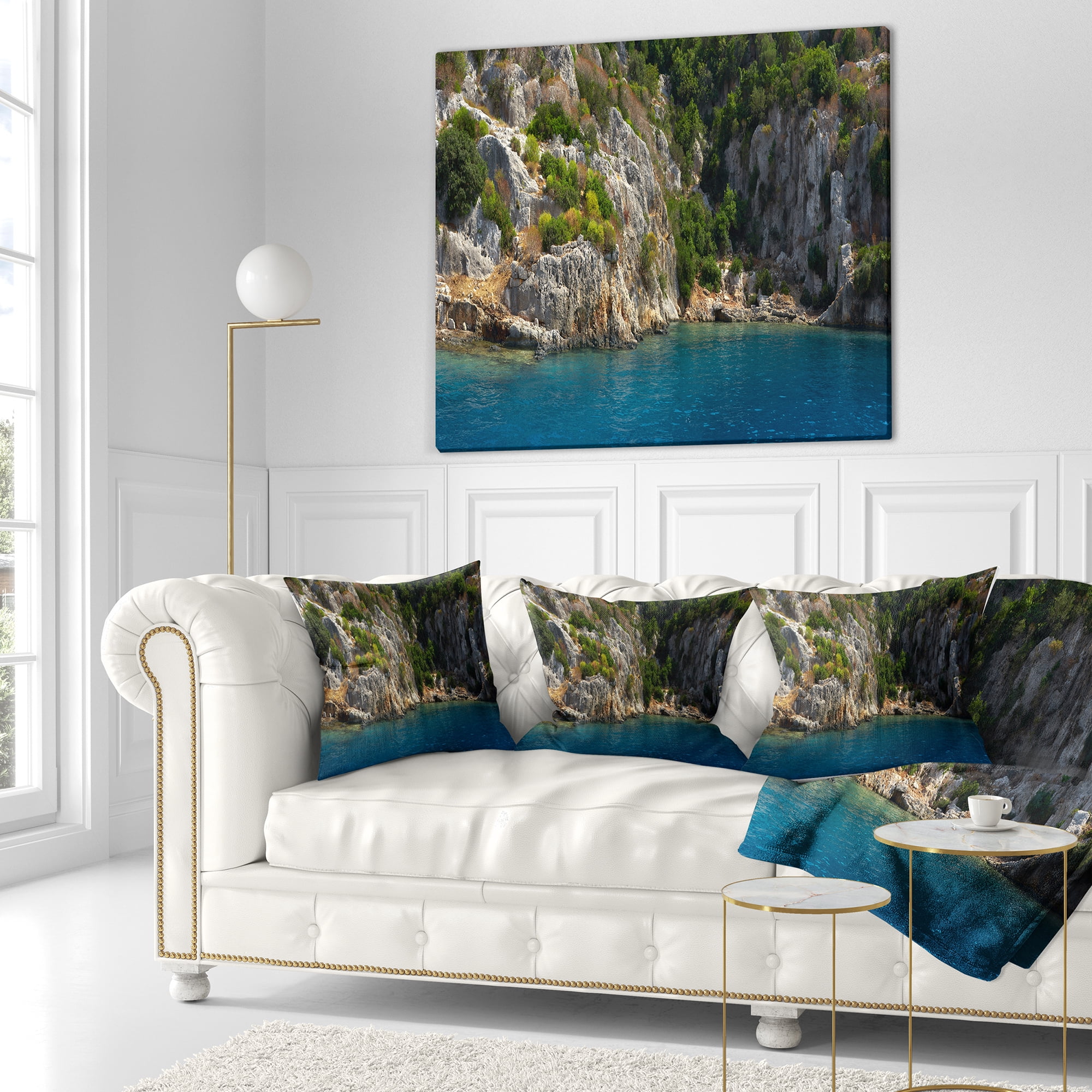 Designart Beautiful Turkey Tropical Beach - Landscape Printed Throw Pillow - 18x18