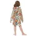 thumbnail image 4 of FORMRS Niños Bathrobe Unisex Hooded Robe Soft Plush Pajamas Sleepwear, Size 4-6T, Orange Japanese Flowers Pattern, 4 of 7