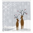 thumbnail image 3 of Ambesonne Christmas Shower Curtain, Reindeers Noel, 69"Wx70"L, Brown Pale Grey White, 3 of 3