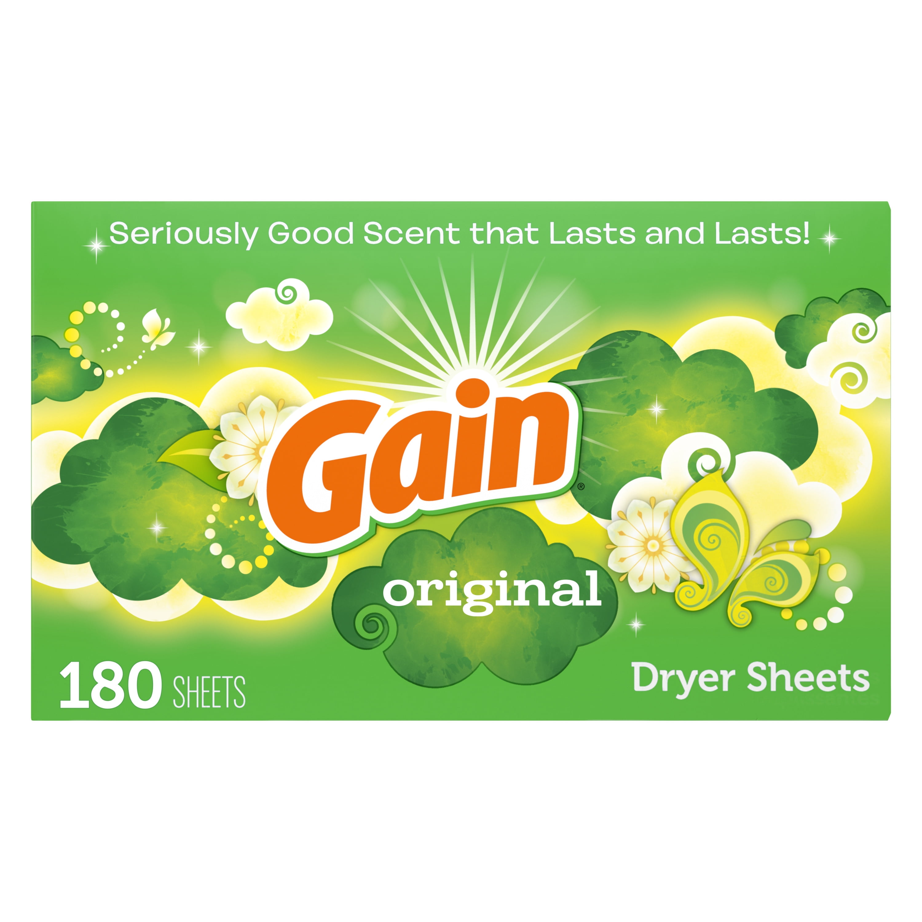 Gain Fabric Softener Dryer Sheets, Original Scent, 180 Count