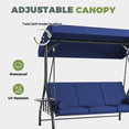 thumbnail image 4 of BaPiPro 3-Seat Metal Patio Swing with Adjustable Canopy, Cushions, Foldable Side Table, 2-in-1 Design for Patio, Garden, Porch, Blue, 4 of 9