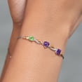 thumbnail image 4 of Gem Stone King 925 Silver and 10K Yellow Gold Purple Amethyst and Lab Grown Diamond Tennis Bracelet for Women By Keren Hanan (1.93 cttw, Adjustable up To 9 inch), 4 of 4