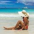 thumbnail image 3 of Womens 5.5 Inches Big Bowknot Straw Hat Large Floppy Foldable Roll up Beach Cap Sun Hat UPF 50+, 3 of 5