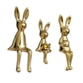thumbnail image 1 of 3 piezas de estatuas de conejo, figura de familia de conejos, figuras de animales, escultura de mesa Oro, 1 of 9