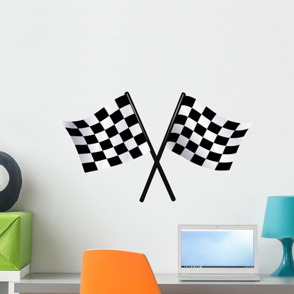 Checkered Vector Flags Wall Mural Decal by Wallmonkeys Vinyl Peel and Stick Graphic (24 in W x 14 in