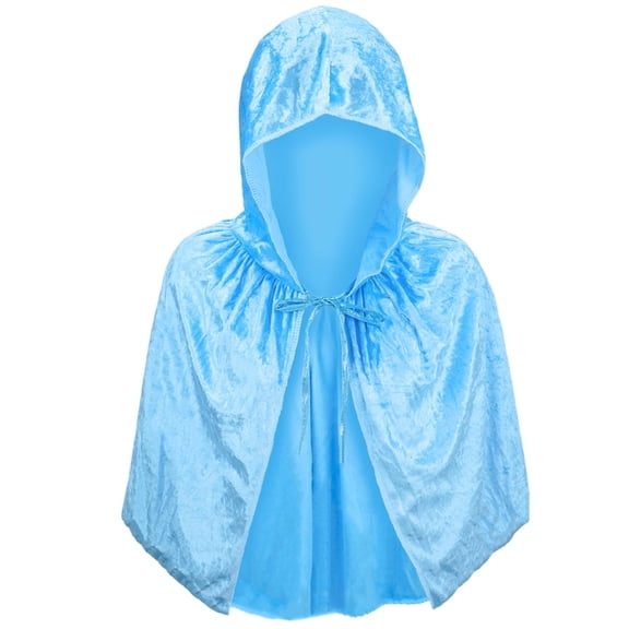 SeasonsTrading Adult Light Blue Velvet Hooded Cape Capelet - Princess FairyTale Fantasy Costume, Halloween, Cosplay, Party, Cruise