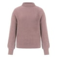 thumbnail image 4 of Hinvhai Plus Size Sweater Tops On Seasonal Clearance Women's Solid Long Sleeve Pullove Turtleneck-Neck Sweater Tops Pink 12(XXL), 4 of 6