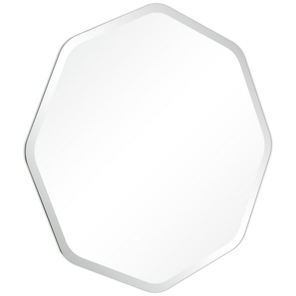 Frameless Beveled Octagonal Black Matte Finished Wall Mirror