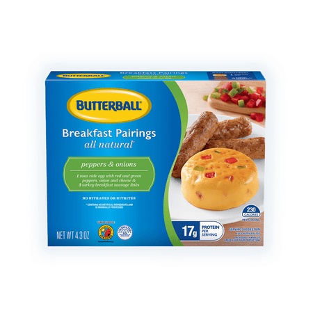 Butterball All Natural Breakfast Pairings with Sous Vide Egg & Turkey Sausage Links, Peppers & Onions, 4.3 oz.