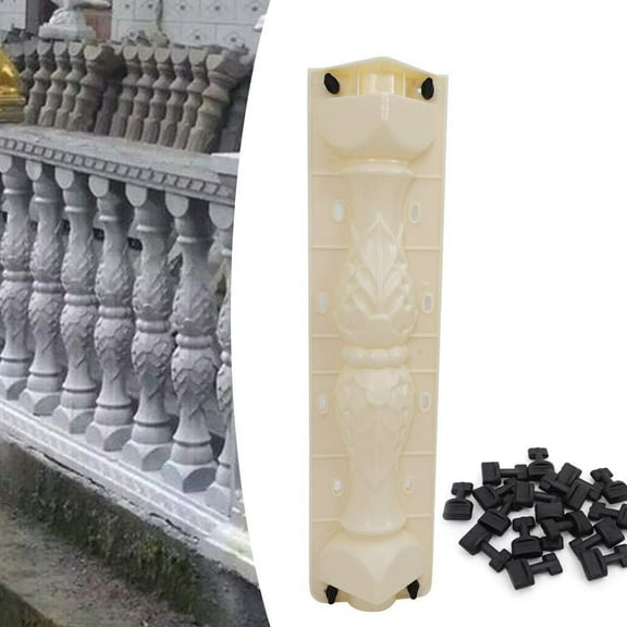 Roman Cement Railing Moulds Balustrades Mold, 2Pcs Front Rear Moulds Balustrades Mold DIY Column Balcony Fence Balustrade Mold for Concrete Plaster Cement PVC Plastic Casting Garden