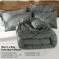 thumbnail image 2 of SONORO KATE Juego de Edredón Individual, Juegos de Cama de 5 Piezas para Todas las Estaciones, Cama en una Bolsa con Edredón Plisado - Sábana Plana y Sábana Ajustable - Fundas de Almohada y Fundas, Gris Oscuro, 2 of 6