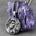 thumbnail image 2 of Fachoice Lion Head Medallion Pendant for Men Punk Lion Mane Necklace, Gothic Lion Totem Necklace Men’s Masculine Lion Animal Jewelry Rock Lion Head Circle Charm Necklace, 2 of 6