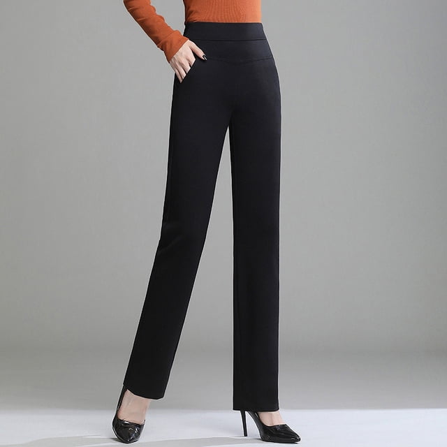 Pantalones de mujer, pantalones de otoño, primavera y otoño, pantalones de traje, pantalones de cintura alta para mujer, pantalones acampanados negros para mujer