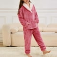 thumbnail image 3 of ZhuoLiL Toddler girls Clothes Clearance under $10 Girls Fleece Pants Sets Fuzzy 2 Piece Outfits Lapel Collar Pullover Sweatshirt Set Sweatsuit 5-12Y, 3 of 4