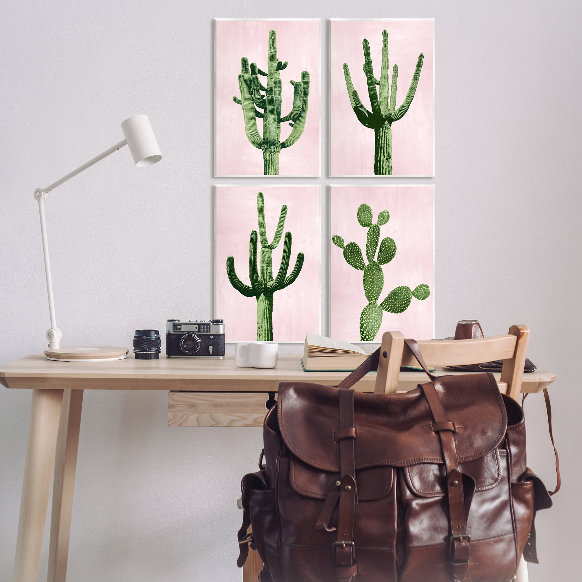 Stupell Industries Bold Pink Desert Cactus Plants Arid Vegetation Graphic Art Unframed Art Print Wall Art, Set of 4, Design by Mia Jensen