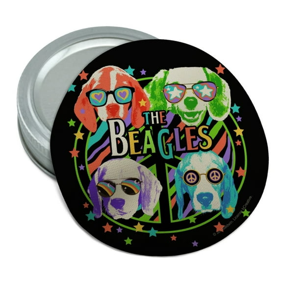 The Beagles Dog Band Peace Hippie Vintage Retro Round Rubber Non-Slip Jar Gripper Lid Opener