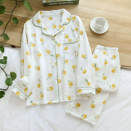 

CoCopeaunt Pajamas 2PCS Summer And Autumn Pajamas Set For Women Pure Cotton Long Sleeve Trousers Sleepwear 3 Colors Female Home Service