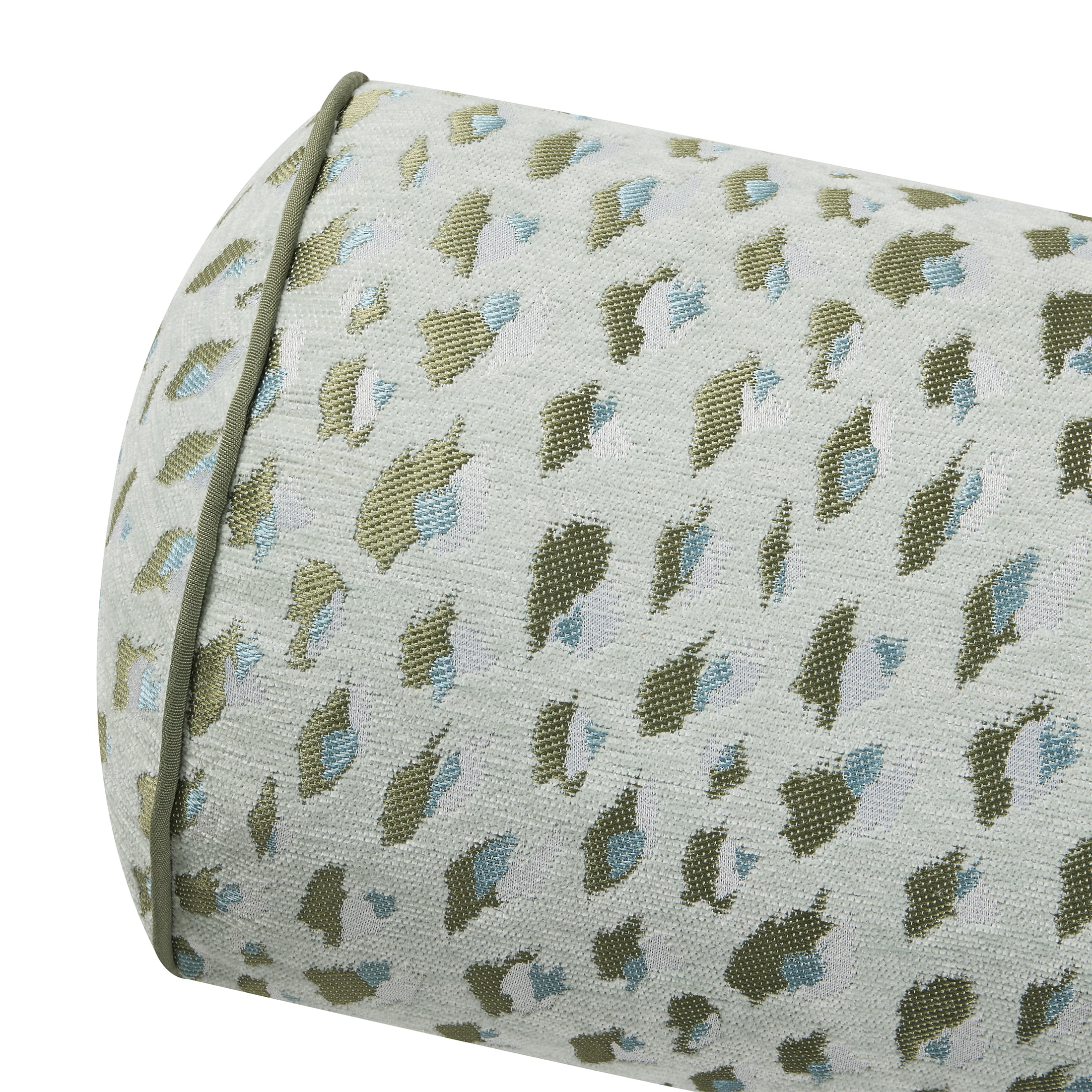 Home Decor Collection 8" x 20" Green Woven Leopard Bolster Decorative Pillow