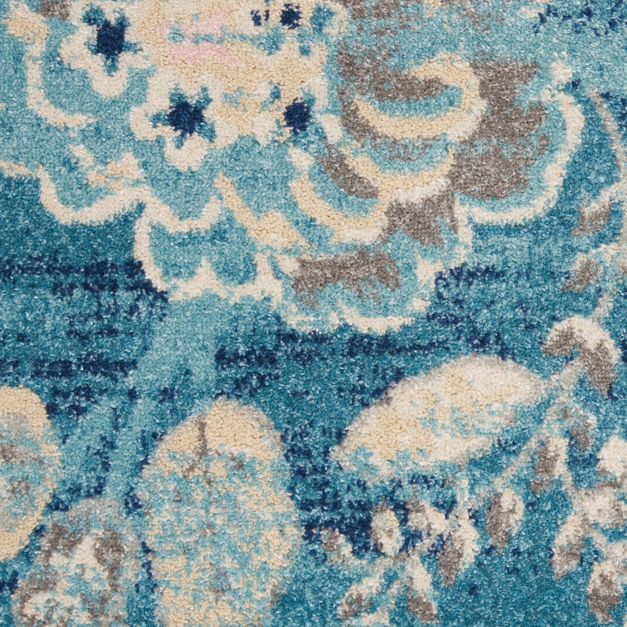 Serene Modern Floral Turquoise 4' x 6' Area Rug, (4' x 6')