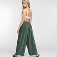 thumbnail image 3 of SOMER Womens Wid e Leg Pants Flowy Casual Drawstring Waist Wide Leg Loose Linen Palazzo Harem Pants with Pocket 2026 Green, 3 of 7
