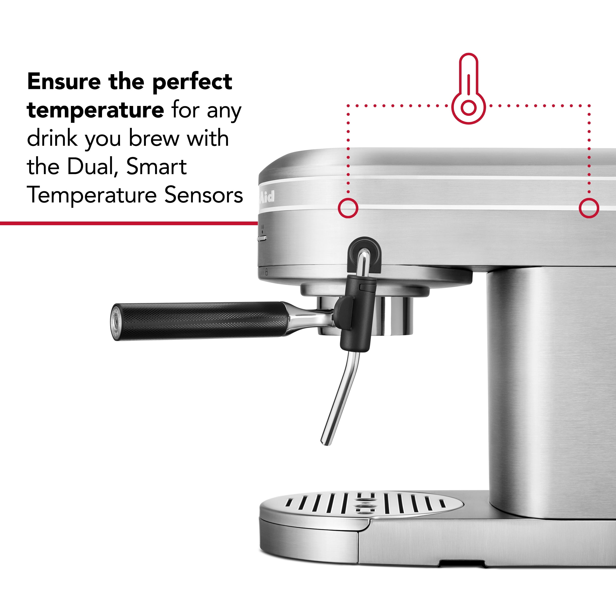 KitchenAid Metal Semi-Automatic Espresso Machine and Automatic Milk Frother Attachment Bundle