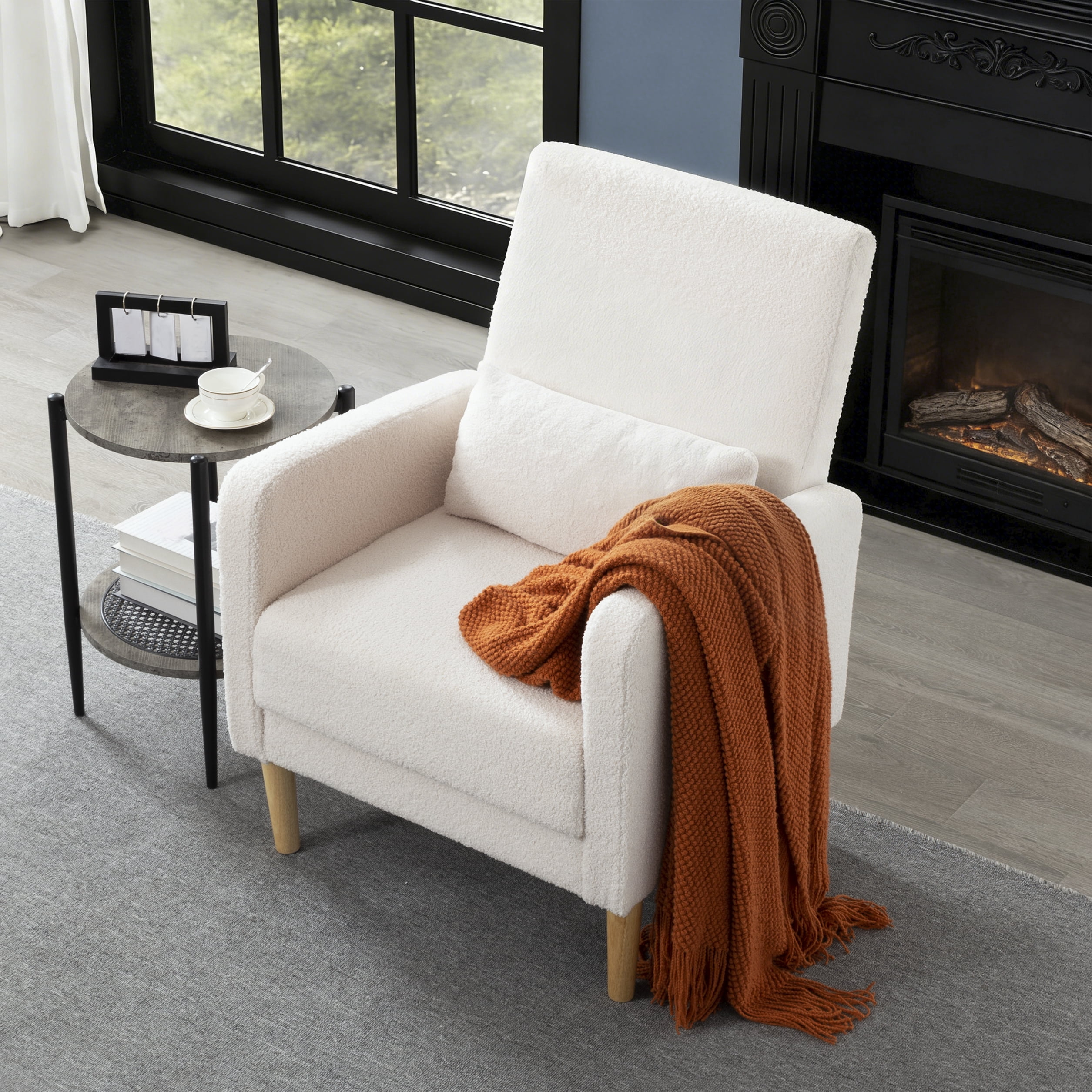 BSHTI 26.5” Modern design Style Accent Chair. Easy to Assemble Accent Chair with Storage Side Pocket and Solid Wood Frame for Livingroom