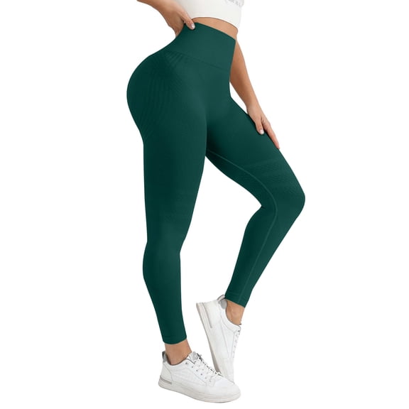 HKYNLAG Compression Leggings, Anti Cellulite 3D Compression Butt Lifting Tummy Control with Resistance Band Leggings Dark Green L