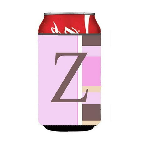 

Letter Z Initial Monogram - Pink Stripes Can or Bottle Hugger