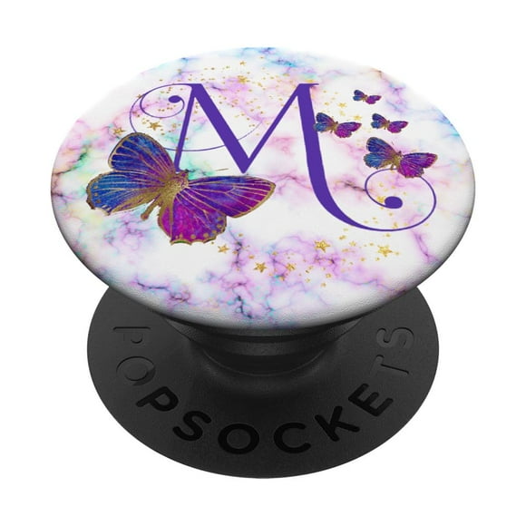 Adhesivo PopSockets PopGrip con letra M en forma de mariposa morada