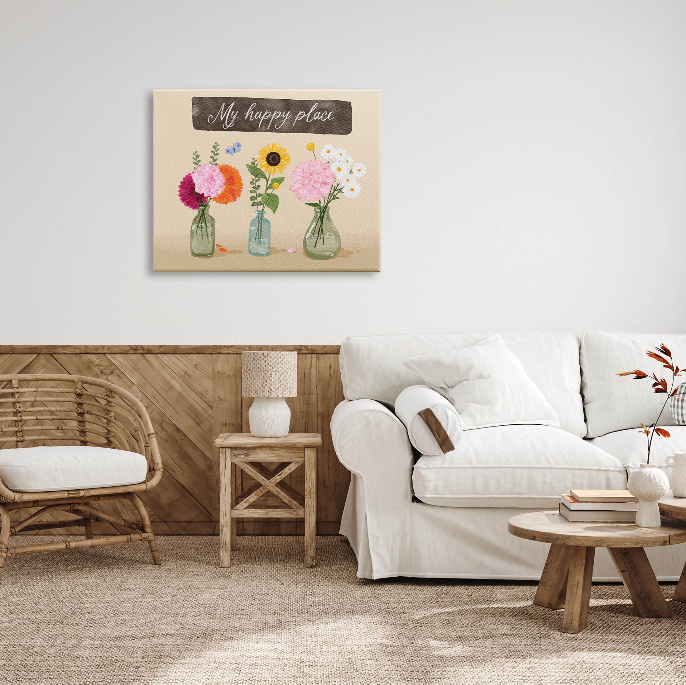 Stupell Industries My Happy Place Bouquets Graphic Art Gallery Wrapped Canvas Print Wall Art, Design by Be Ni La