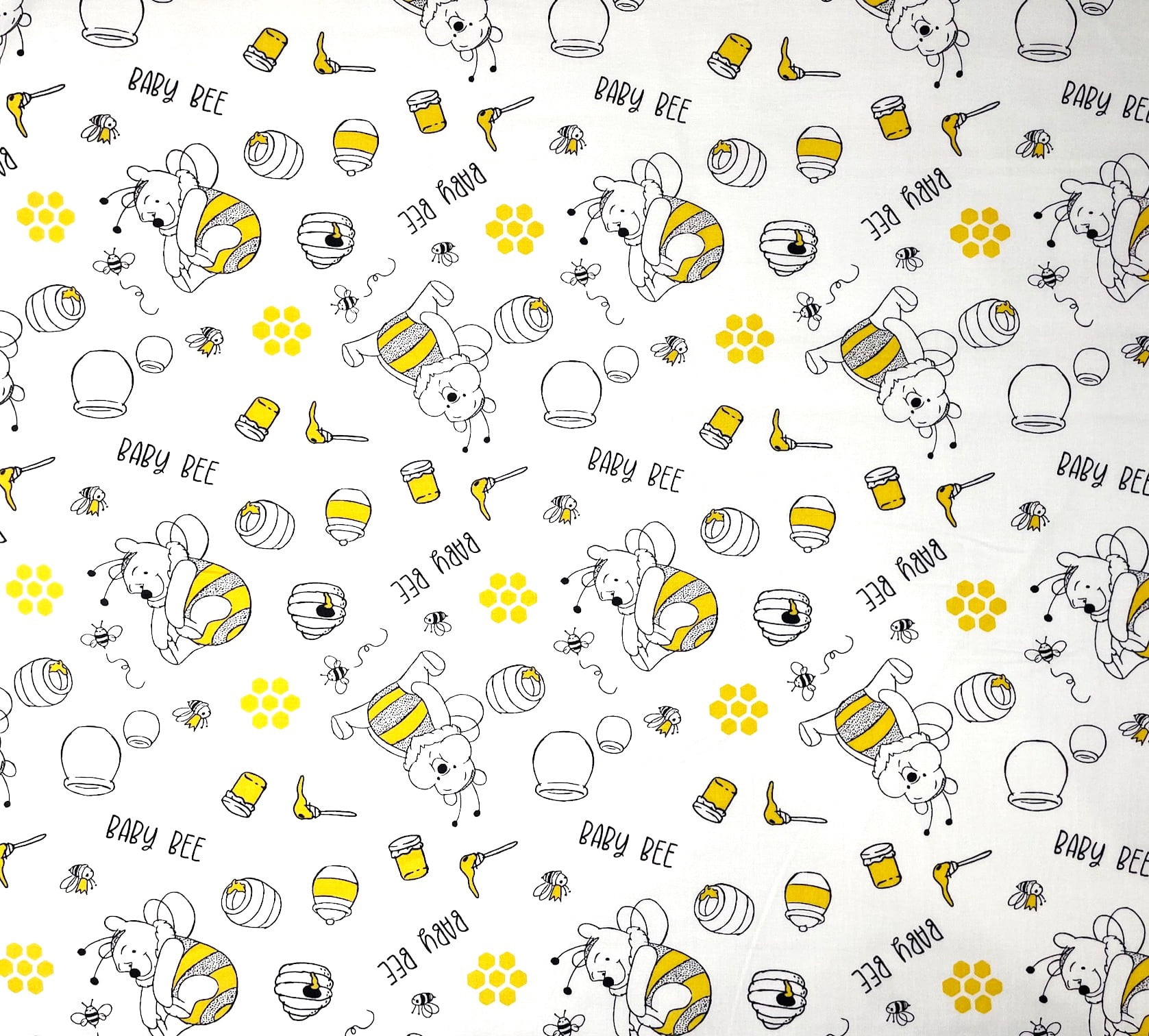1 Yard - Winnie the Pooh Baby Bee on White Cotton Fabric (Great for Quilting, Sewing, Craft Projects, Throw Pillows & More) 1 Yard X 44" Wide