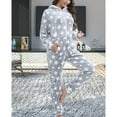 thumbnail image 4 of Defitshape Women's Long Sleeve Hooded Onesie Pajama Fuzzy Fleece Cute Winter Warm Full Zip Adult Onesies Fall Pocket Ribbed Cuffs Footless Cozy One Piece Sleepwear w/ Hood Grey XX-Large, 4 of 5