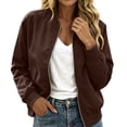 thumbnail image 6 of QQNHM Waterproof Bomber Jacket For Women Full Zip Long Sleeve Windbreaker Coat Fall Casual Outerwear, 6 of 7