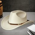 thumbnail image 6 of RUINIXCW Western Cowboy Hat for Men Women Cowgirl Hat Classic Felt Roll Up Fedora Hat with Leather Buckle Belt Wide Brim Jazz Hat Themed Party Cap Wedding Party Costume, 6 of 9