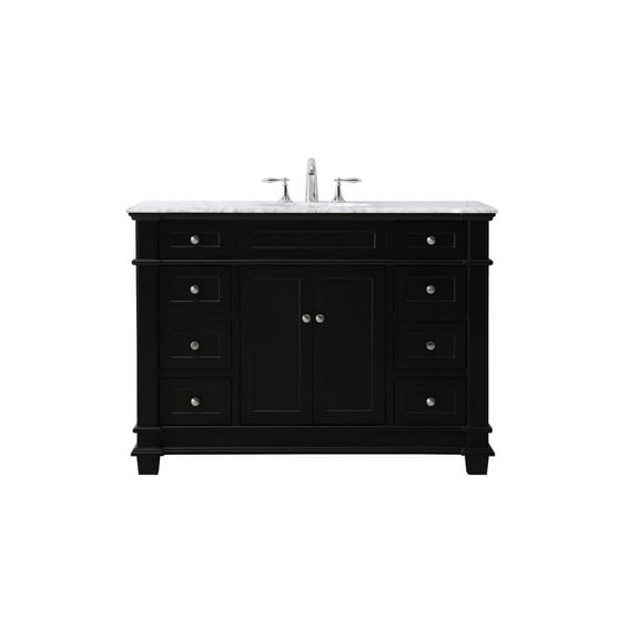 Elegant Decor Wesley 48" Solid Wood Steel Single Bathroom Vanity Set in Black