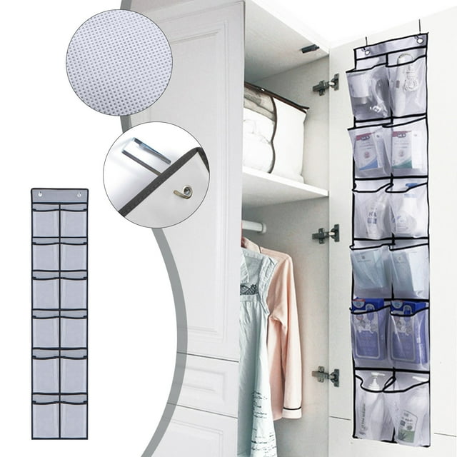 TIMIFIS Storage Packet Over The Door Shoe Rack for Door with 12 Large Mesh Pockets Fitted Hanging Shoe Organizer Sturdy Closet Door Shoe Storage Cleaning Supplies