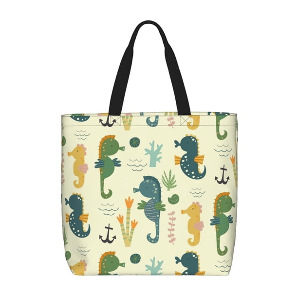 Easygdp Seahorse Bolsa Tote para Mujer, Bolso de Hombro para Trabajo, Playa, Viajes, Compras y Supermercado