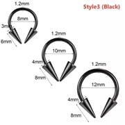 QQTDFG 3 Pcs/lot 16g Stainless Steel Septum Rings Spike Cone Ear Lip Piercing Jewelry-Style3 (Black)