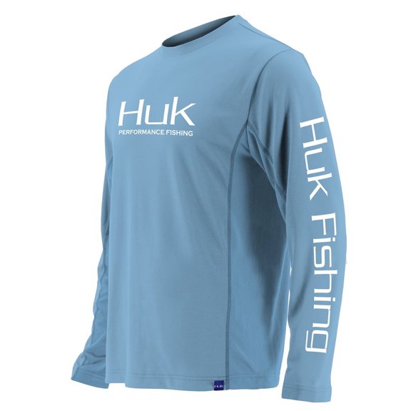 Huk Men's Icon Carolina Blue Medium Solid Long Sleeve Shirt