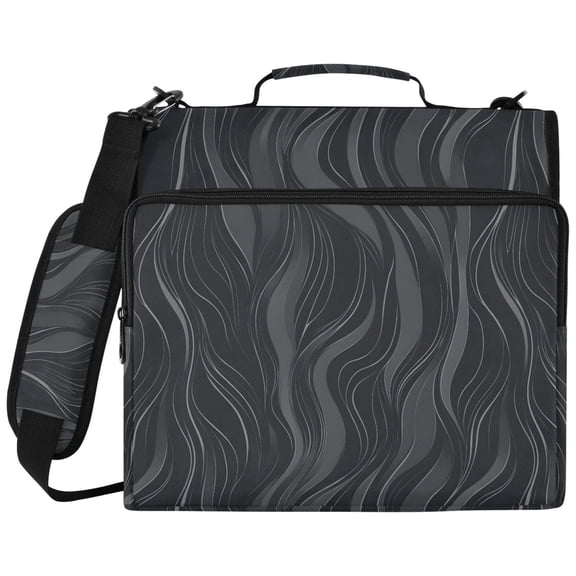 ALAZA Zipper Binder Gray Wave Lines Pattern 2 inch 3 Ring 500 Sheet Capacity Trapper Keeper File Folder Organizer Bag