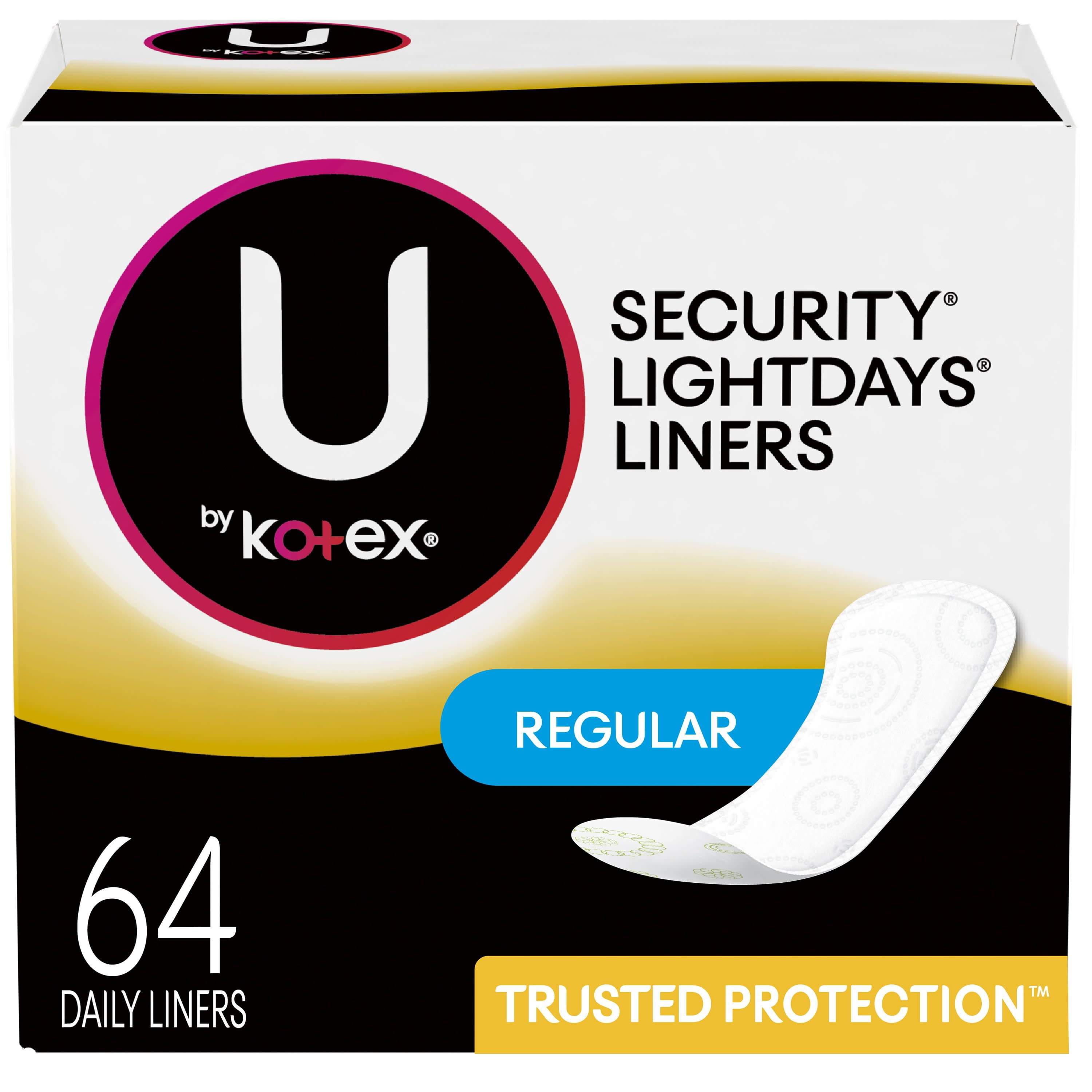 320 Count Total Regular 40 Count U by Kotex Lightdays PLUS Liners Fragrance-Free Pack of 8